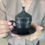 Турецька чашка для кави Тюльпан темне срібло 110 мл