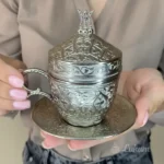 Турецька чашка для кави Тюльпан срібло 110 мл