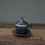 Турецька чашка для кави Мереживо темне срібло 110 мл