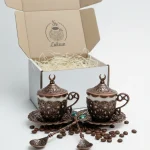 Набір 2 турецькі чашки для кави Мереживо 110 мл мідь з ложками та подарунковим пакуванням