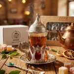 Набір турецька чайна чашка Армуд 130 мл срібло з ложкою та подарунковим пакуванням