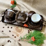 Подарунковий турецький набір для кави Мереживо мідний на підносі