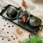 Подарунковий турецький набір для кави Мереживо бронза на підносі