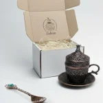 Набір турецька чашка для кави Тюльпан 110 мл мідь з ложкою та подарунковим пакуванням