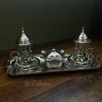 Турецький подарунковий чайний набір Армуди на підносі, 2 персони, колір срібло