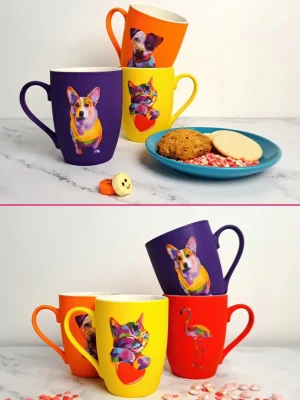 Подарунковий набір чашок Animals 300 мл 4 шт матове покриття