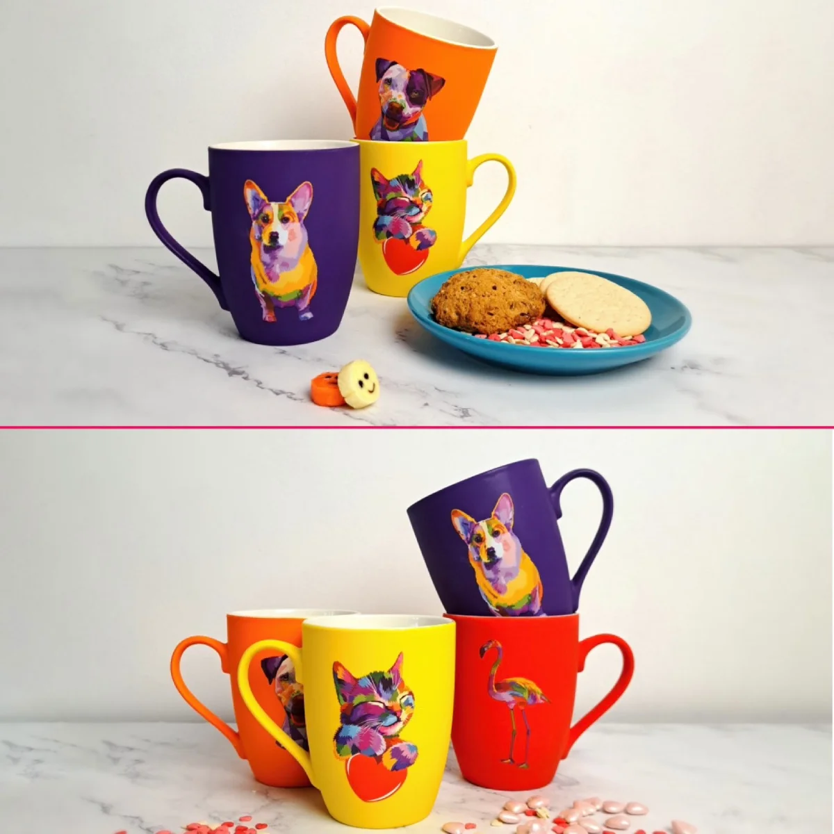 Подарунковий набір чашок Animals 300 мл 4 шт матове покриття Подарунковий набір чашок Animals 300 мл 4 шт матове покриття