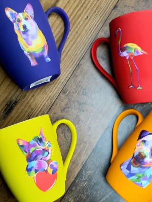 Подарунковий набір чашок Animals 300 мл 4 шт матове покриття